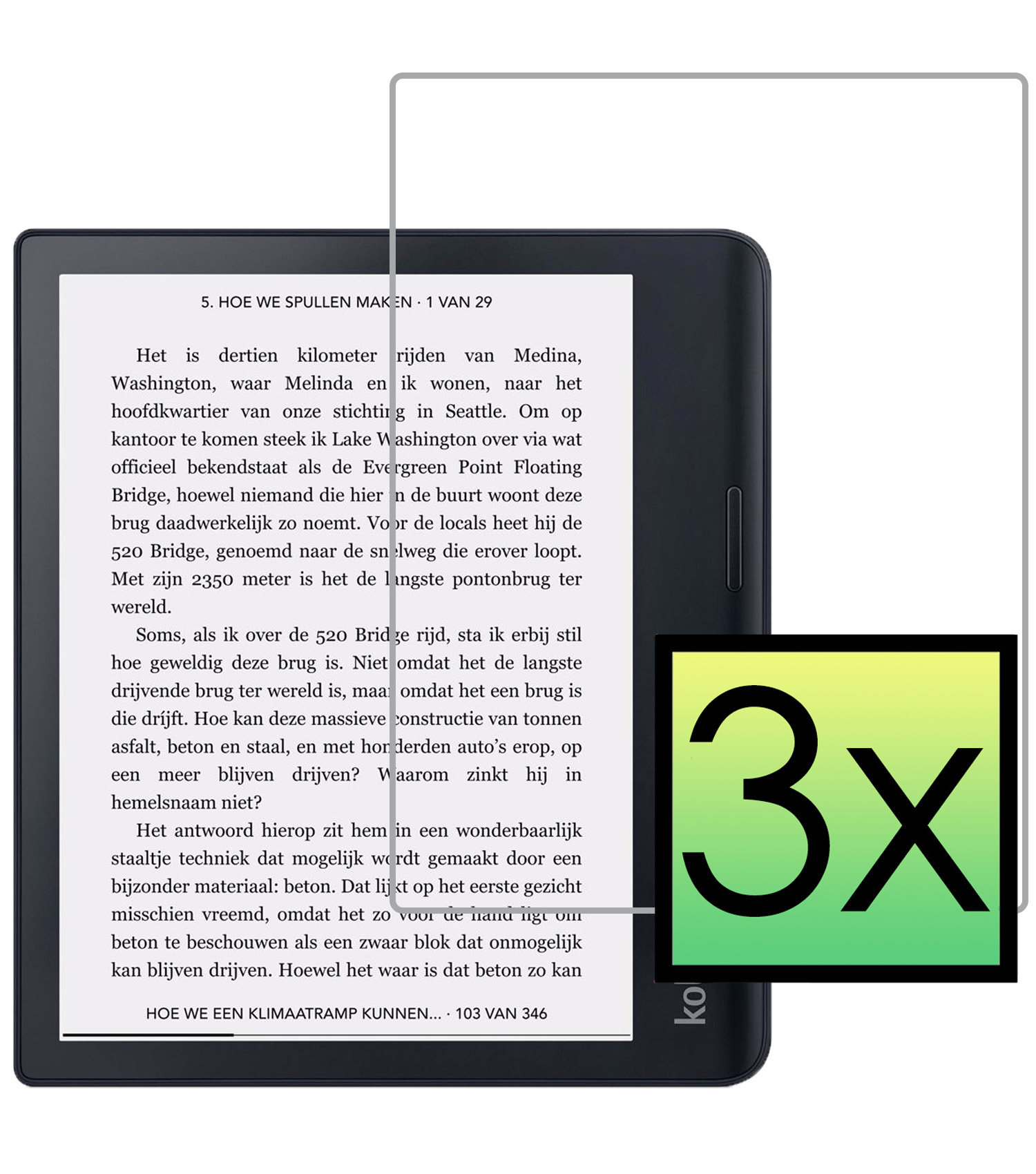 NoXx Screenprotector Geschikt voor Kobo Sage Screenprotector Bescherm Glas Tempered Glass Screen Protector - 3x