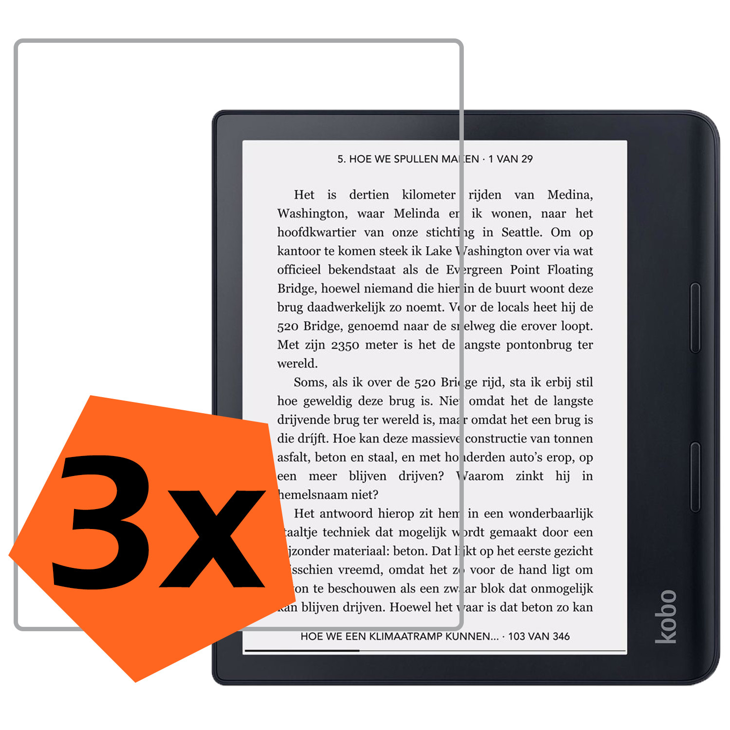 Nomfy Screenprotector Geschikt voor Kobo Sage Screenprotector Bescherm Glas - Screenprotector Geschikt voor Kobo Sage Screen Protector Tempered Glass - 3 PACK