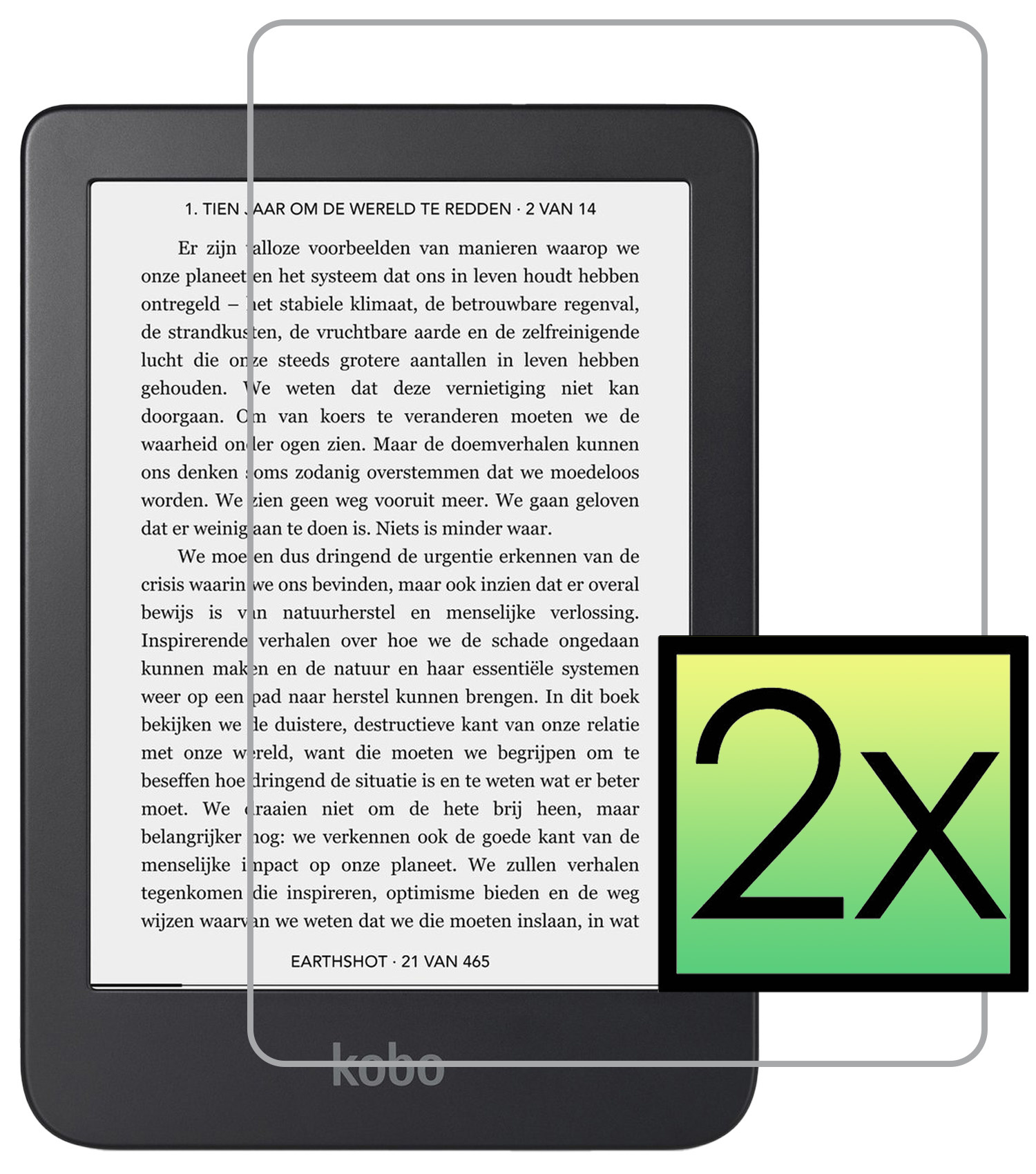 NoXx Screenprotector Geschikt voor Kobo Clara 2E Screenprotector Bescherm Glas Tempered Glass Screen Protector - 2x