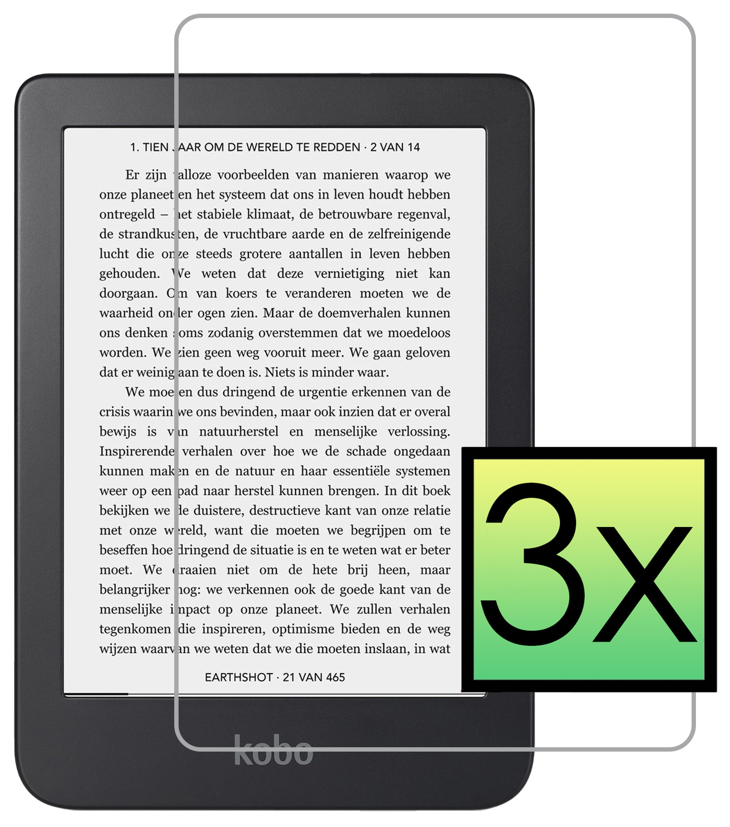 NoXx Screenprotector Geschikt voor Kobo Clara 2E Screenprotector Bescherm Glas Tempered Glass Screen Protector - 3x