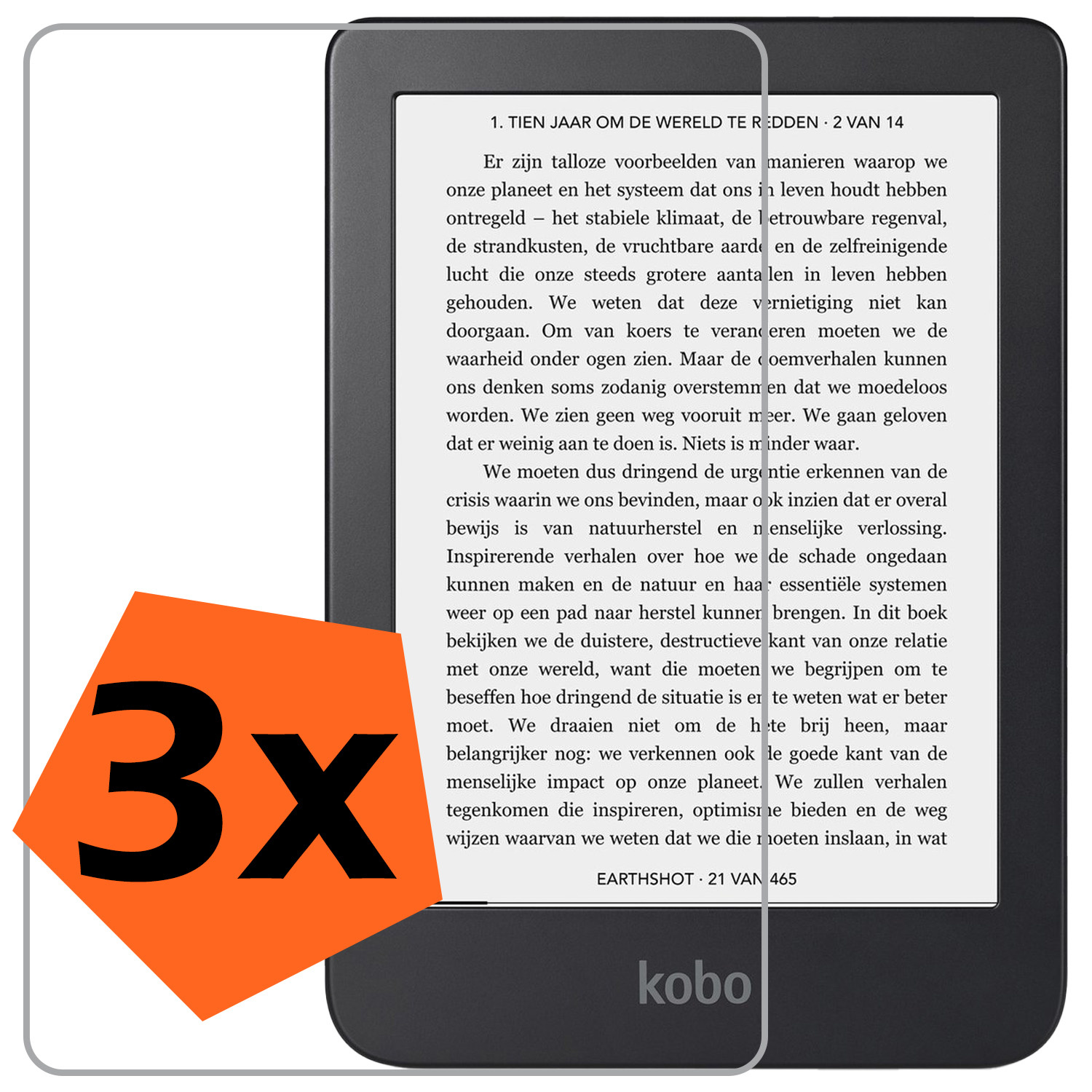 Nomfy Screenprotector Geschikt voor Kobo Clara 2E Screenprotector Bescherm Glas - Screenprotector Geschikt voor Kobo Clara 2E Screen Protector Tempered Glass - 3 PACK