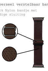 BASEY. Nylon Bandje Geschikt voor Apple Watch 1-8 / SE (38/40/41 mm) Bandje Stof - Horloge Band Verstelbare Gesp Polsband Geschikt voor Apple Watch 1-8 / SE (38/40/41 mm) - Bruin
