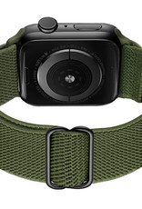 BASEY. Nylon Bandje Geschikt voor Apple Watch 1-8 / SE (38/40/41 mm) Bandje Stof - Horloge Band Verstelbare Gesp Polsband Geschikt voor Apple Watch 1-8 / SE (38/40/41 mm) - Donkergroen