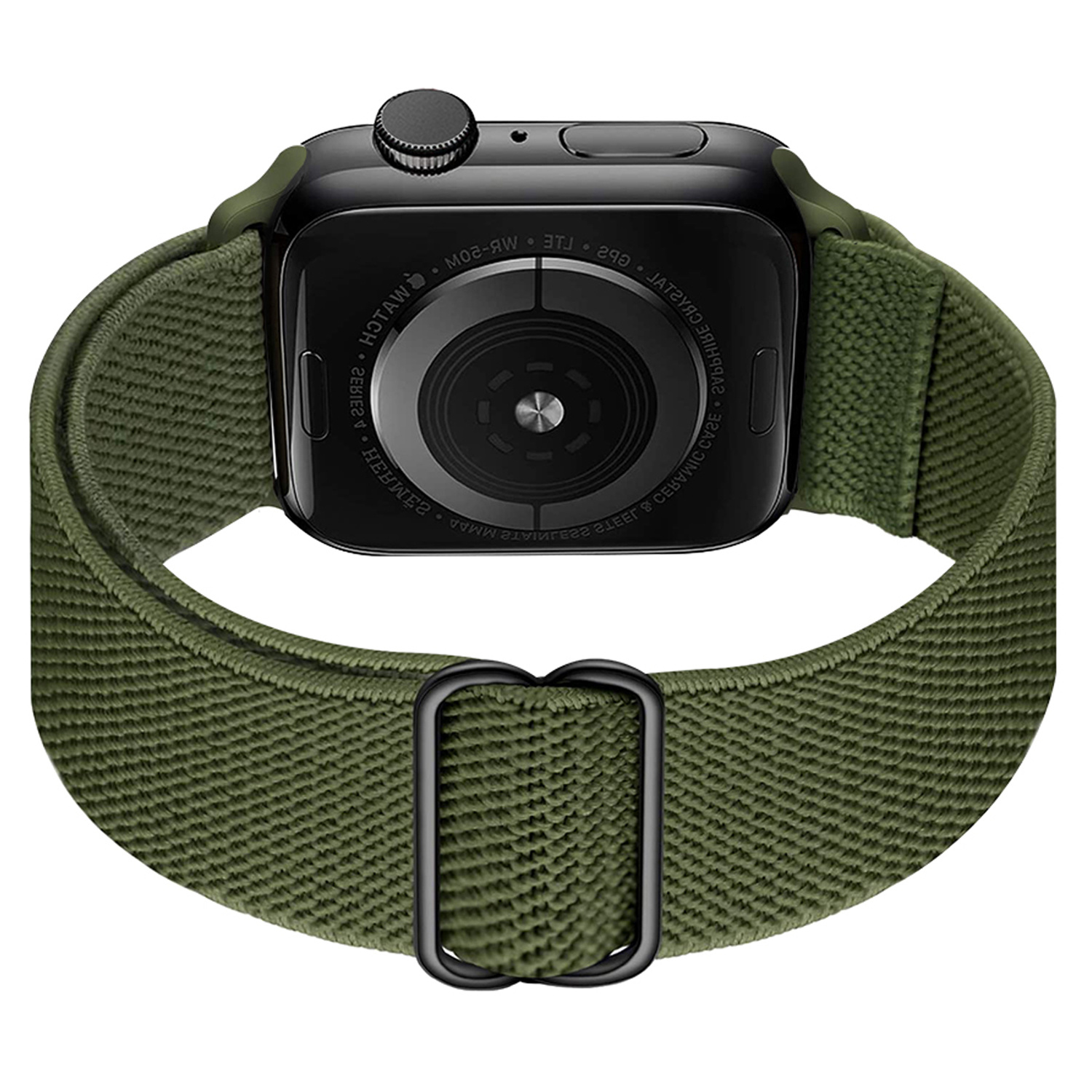 BASEY. Nylon Bandje Geschikt voor Apple Watch 1-8 / SE (38/40/41 mm) Bandje Stof - Horloge Band Verstelbare Gesp Polsband Geschikt voor Apple Watch 1-8 / SE (38/40/41 mm) - Donkergroen