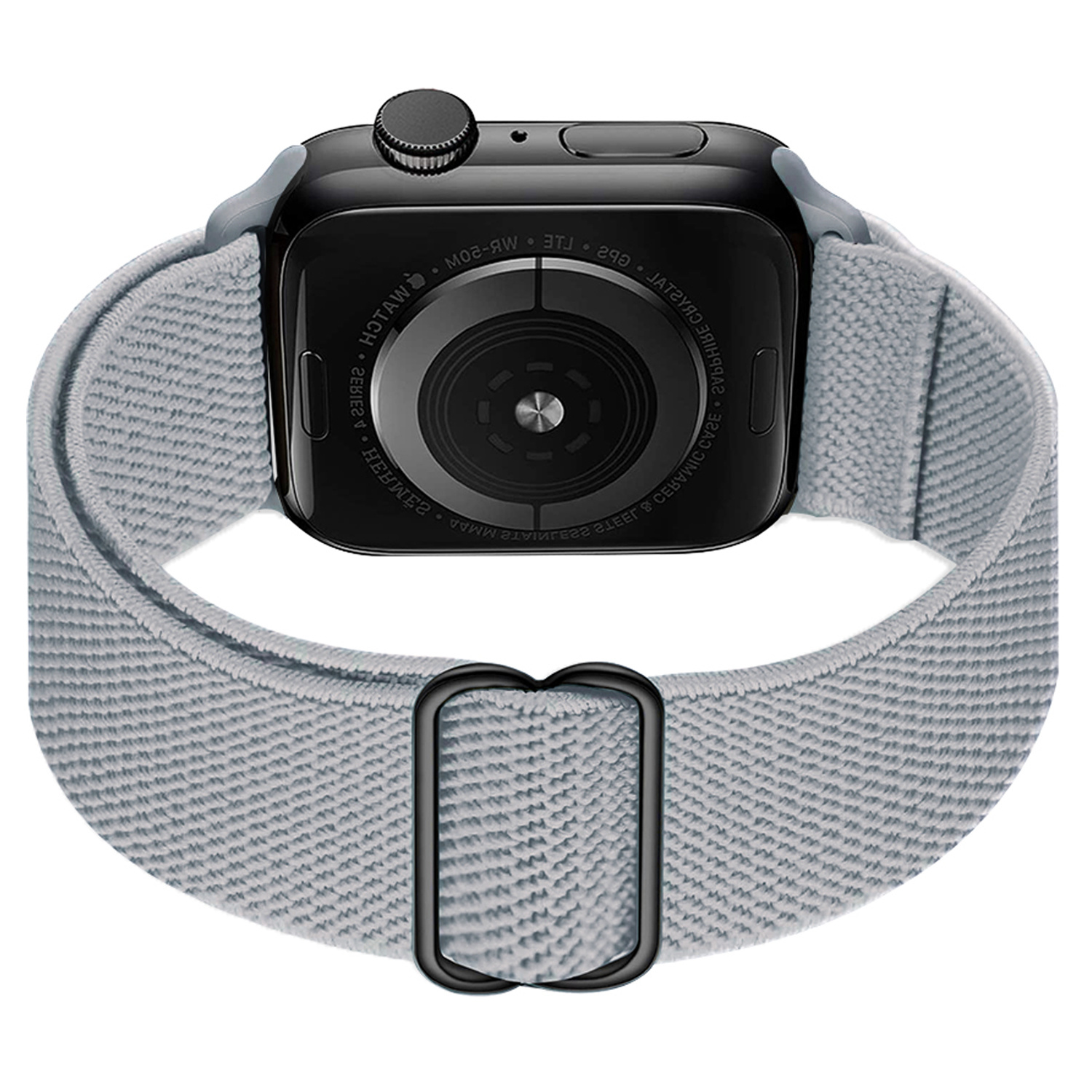 BASEY. Nylon Bandje Geschikt voor Apple Watch 1-8 / SE (38/40/41 mm) Bandje Stof - Horloge Band Verstelbare Gesp Polsband Geschikt voor Apple Watch 1-8 / SE (38/40/41 mm) - Grijs