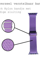 BASEY. Nylon Bandje Geschikt voor Apple Watch 1-8 / SE (38/40/41 mm) Bandje Stof - Horloge Band Verstelbare Gesp Polsband Geschikt voor Apple Watch 1-8 / SE (38/40/41 mm) - Lila