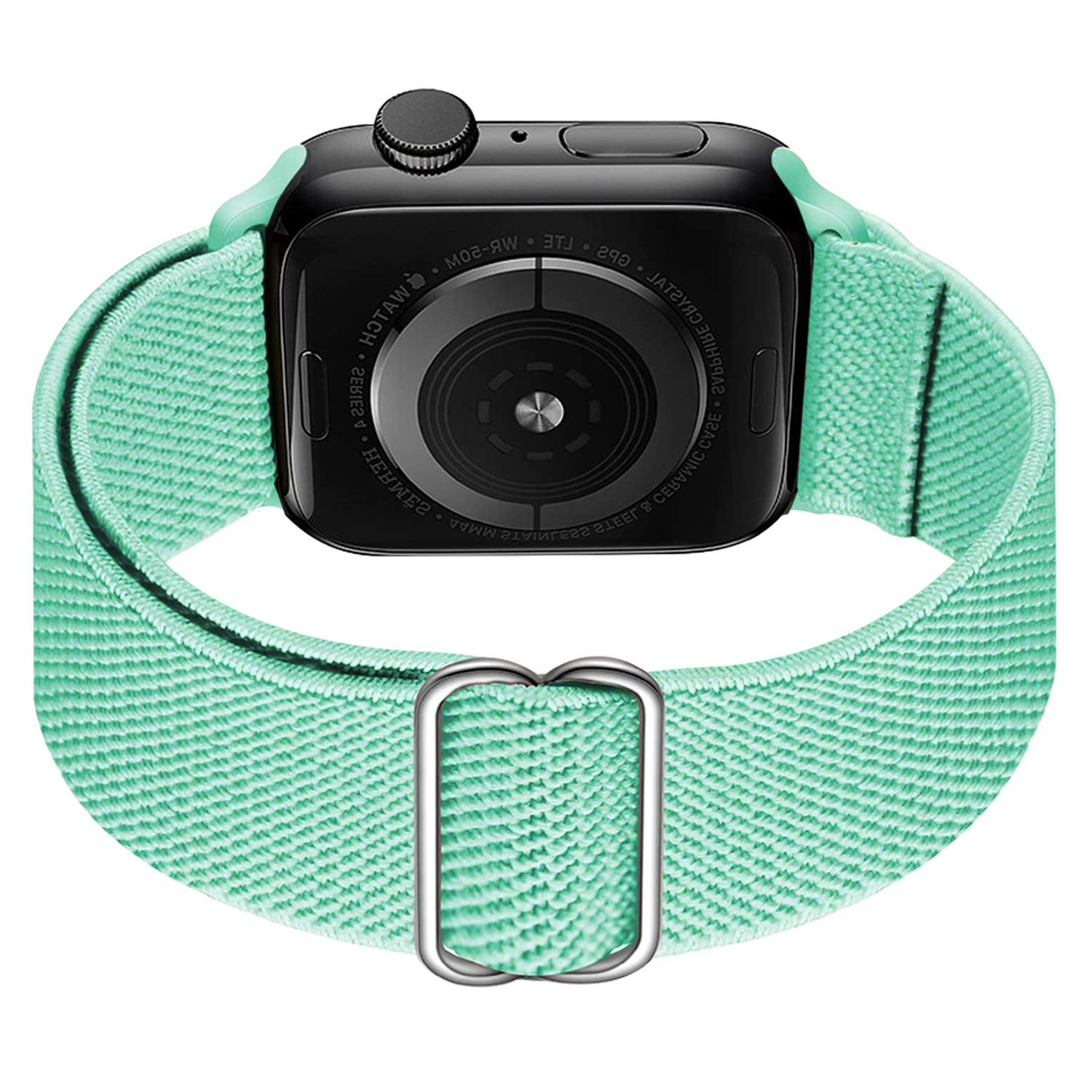 BASEY. Nylon Bandje Geschikt voor Apple Watch 1-8 / SE (38/40/41 mm) Bandje Stof - Horloge Band Verstelbare Gesp Polsband Geschikt voor Apple Watch 1-8 / SE (38/40/41 mm) - Mintgroen