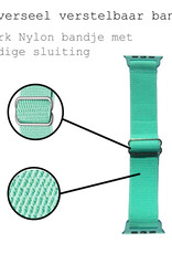 BASEY. Nylon Bandje Geschikt voor Apple Watch 1-8 / SE (38/40/41 mm) Bandje Stof - Horloge Band Verstelbare Gesp Polsband Geschikt voor Apple Watch 1-8 / SE (38/40/41 mm) - Mintgroen