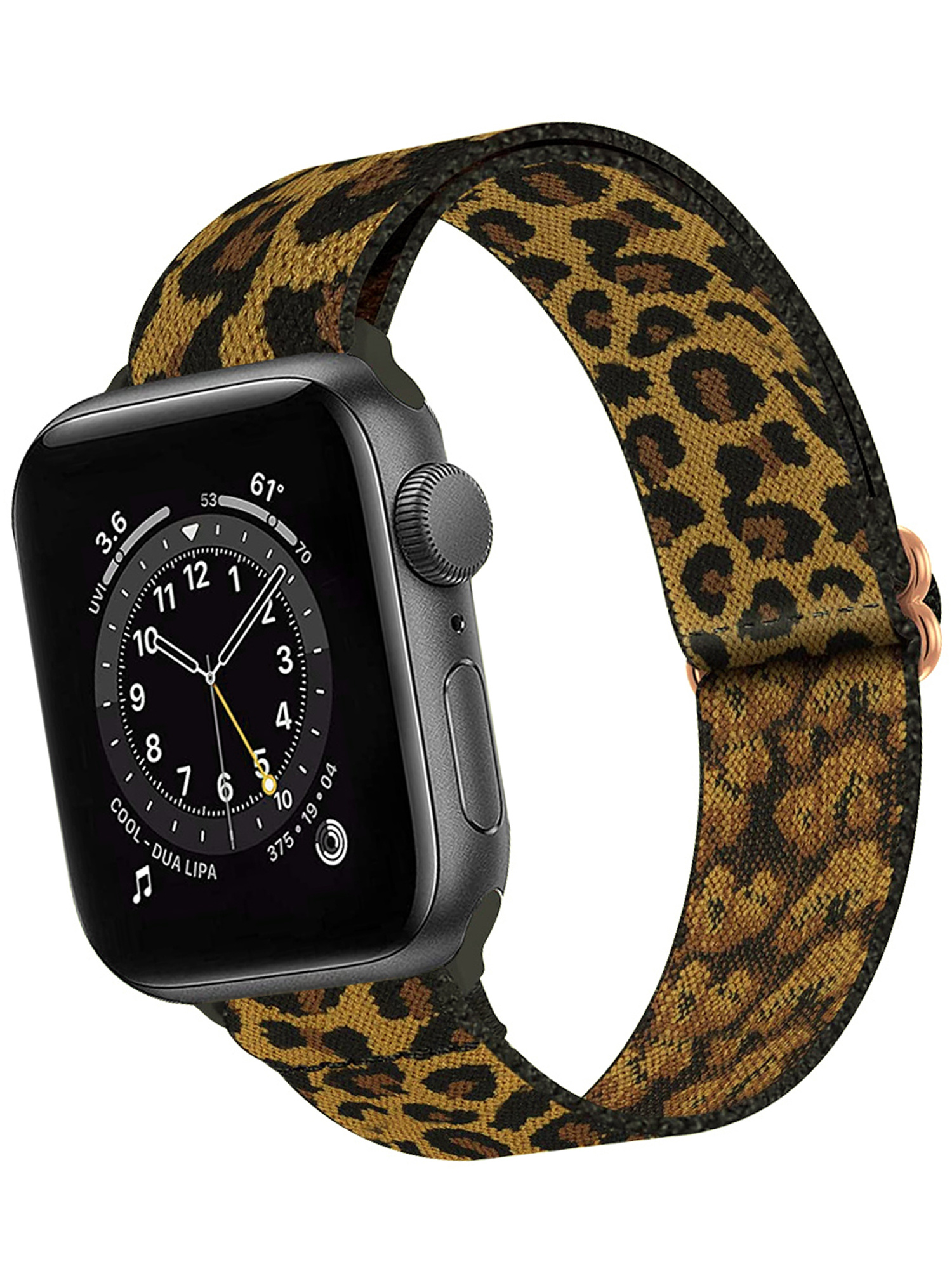 BASEY. Nylon Bandje Geschikt voor Apple Watch 1-8 / SE (38/40/41 mm) Bandje Stof - Horloge Band Verstelbare Gesp Polsband Geschikt voor Apple Watch 1-8 / SE (38/40/41 mm) - Panterbruin