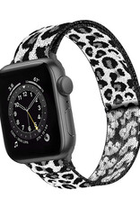 BASEY. Nylon Bandje Geschikt voor Apple Watch 1-8 / SE (38/40/41 mm) Bandje Stof - Horloge Band Verstelbare Gesp Polsband Geschikt voor Apple Watch 1-8 / SE (38/40/41 mm) - Panterwit