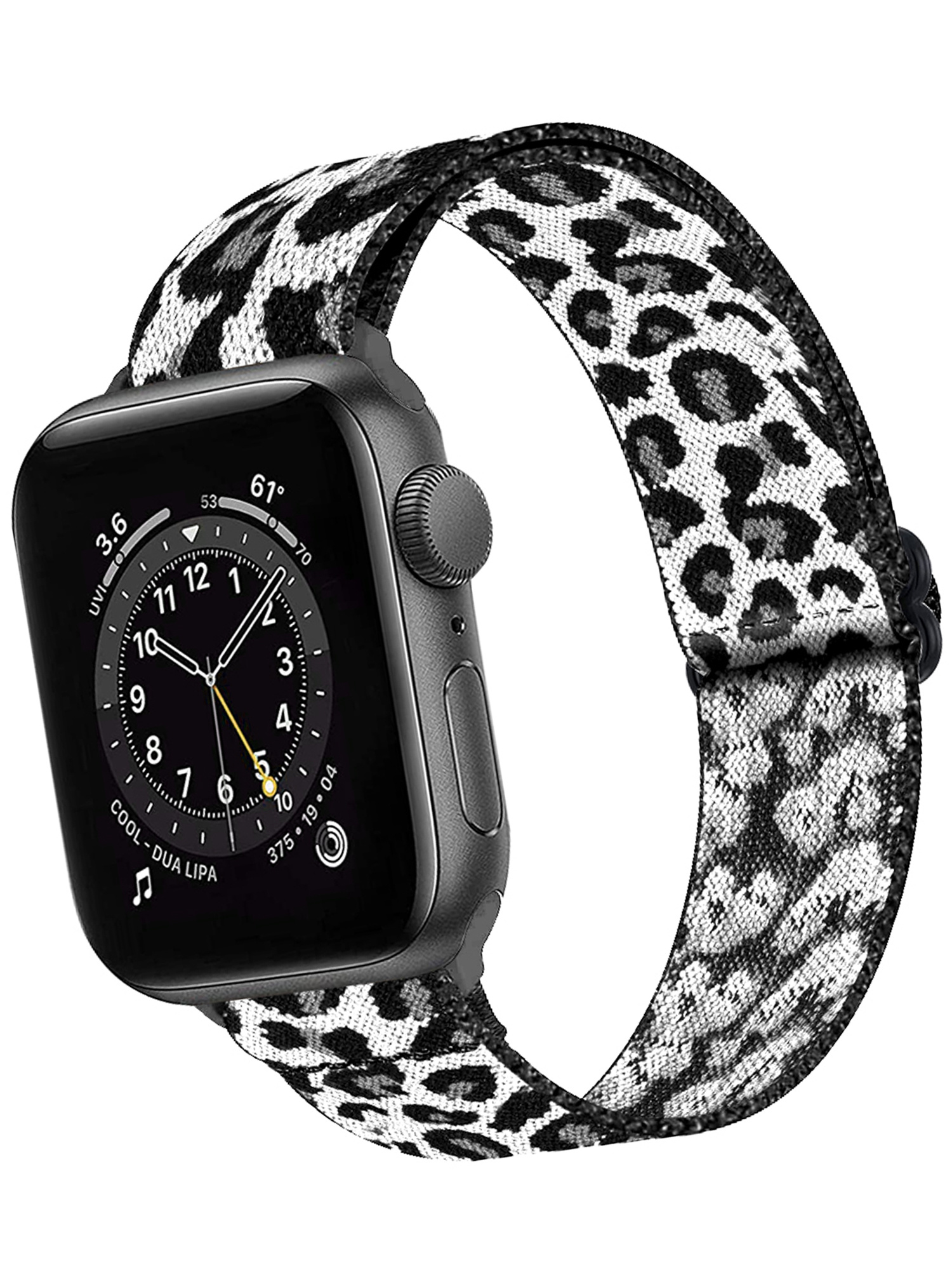 BASEY. Nylon Bandje Geschikt voor Apple Watch 1-8 / SE (38/40/41 mm) Bandje Stof - Horloge Band Verstelbare Gesp Polsband Geschikt voor Apple Watch 1-8 / SE (38/40/41 mm) - Panterwit