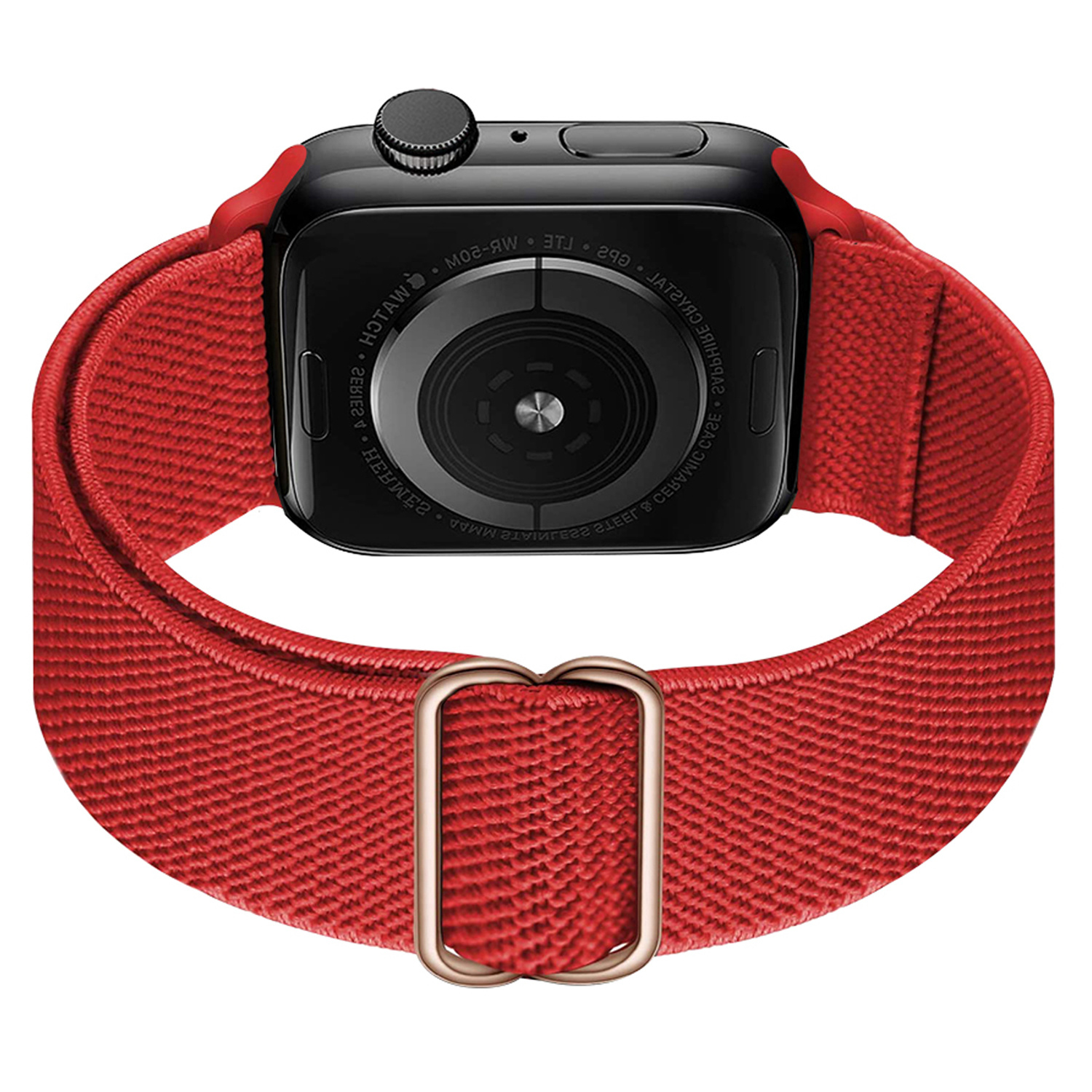 BASEY. Nylon Bandje Geschikt voor Apple Watch 1-8 / SE (38/40/41 mm) Bandje Stof - Horloge Band Verstelbare Gesp Polsband Geschikt voor Apple Watch 1-8 / SE (38/40/41 mm) - Rood