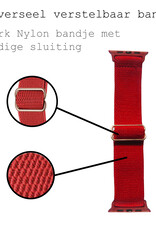 BASEY. Nylon Bandje Geschikt voor Apple Watch 1-8 / SE (38/40/41 mm) Bandje Stof - Horloge Band Verstelbare Gesp Polsband Geschikt voor Apple Watch 1-8 / SE (38/40/41 mm) - Rood