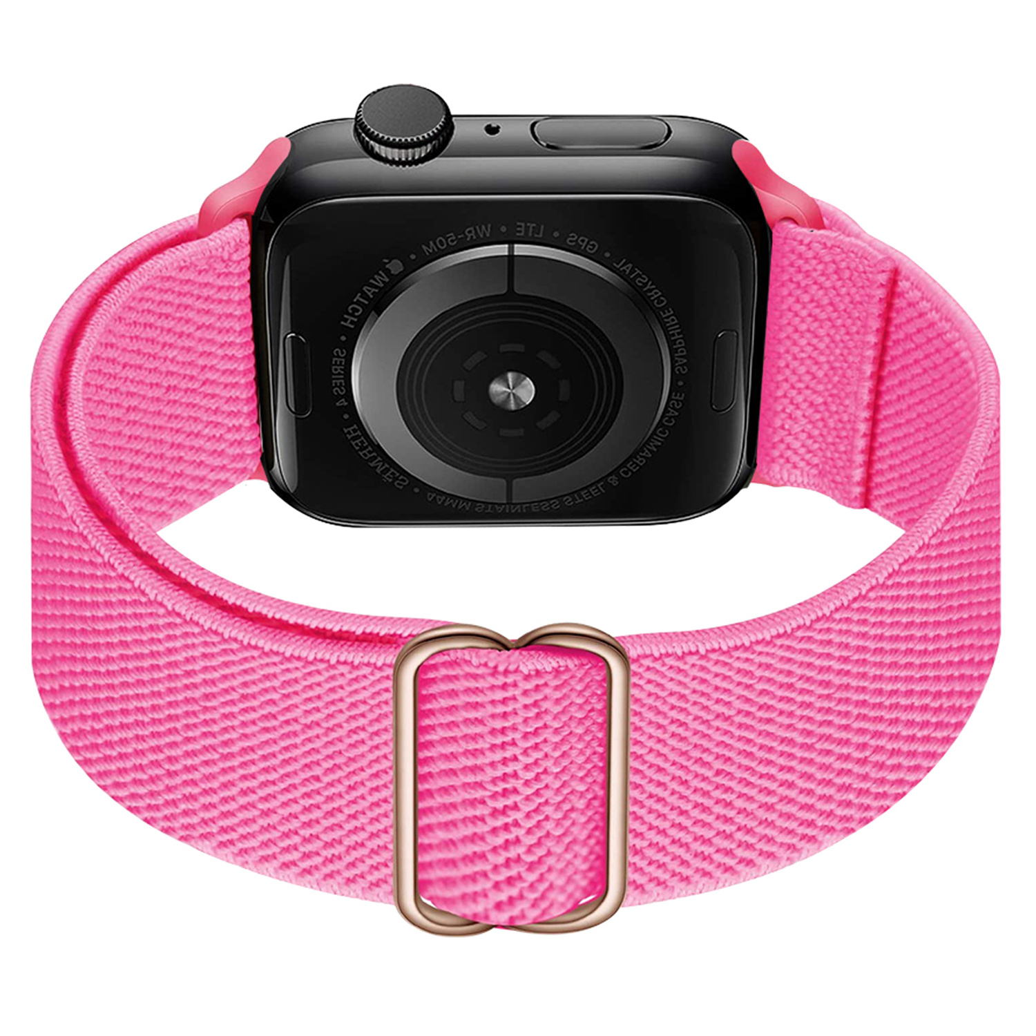 BASEY. Nylon Bandje Geschikt voor Apple Watch 1-8 / SE (38/40/41 mm) Bandje Stof - Horloge Band Verstelbare Gesp Polsband Geschikt voor Apple Watch 1-8 / SE (38/40/41 mm) - Roze