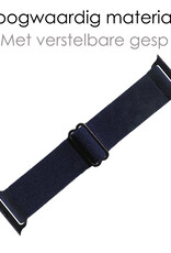 NoXx Horloge Band Geschikt voor Apple Watch 1-8 / SE (38/40/41 mm) Bandje Nylon Met Verstelbare Gesp - Donkerblauw