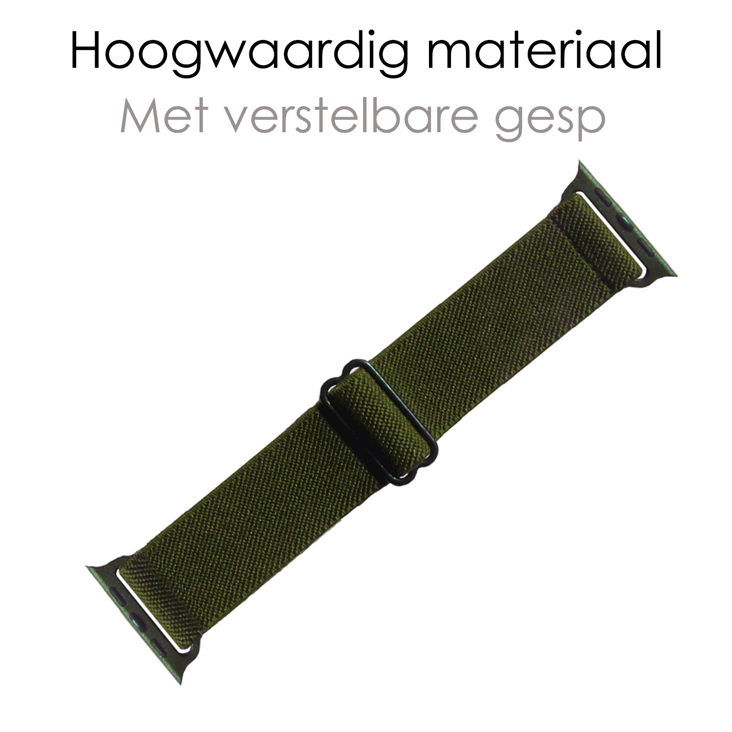 NoXx Horloge Band Geschikt voor Apple Watch 1-8 / SE (38/40/41 mm) Bandje Nylon Met Verstelbare Gesp - Donkergroen