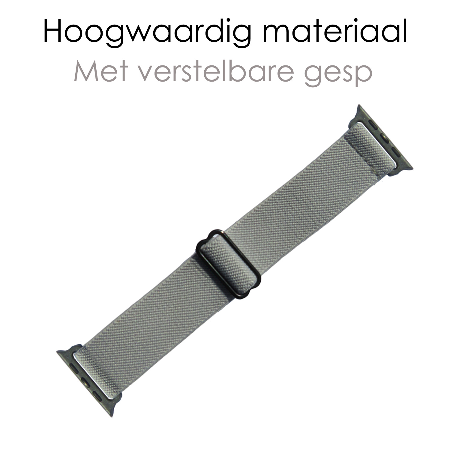 NoXx Horloge Band Geschikt voor Apple Watch 1-8 / SE (38/40/41 mm) Bandje Nylon Met Verstelbare Gesp - Grijs