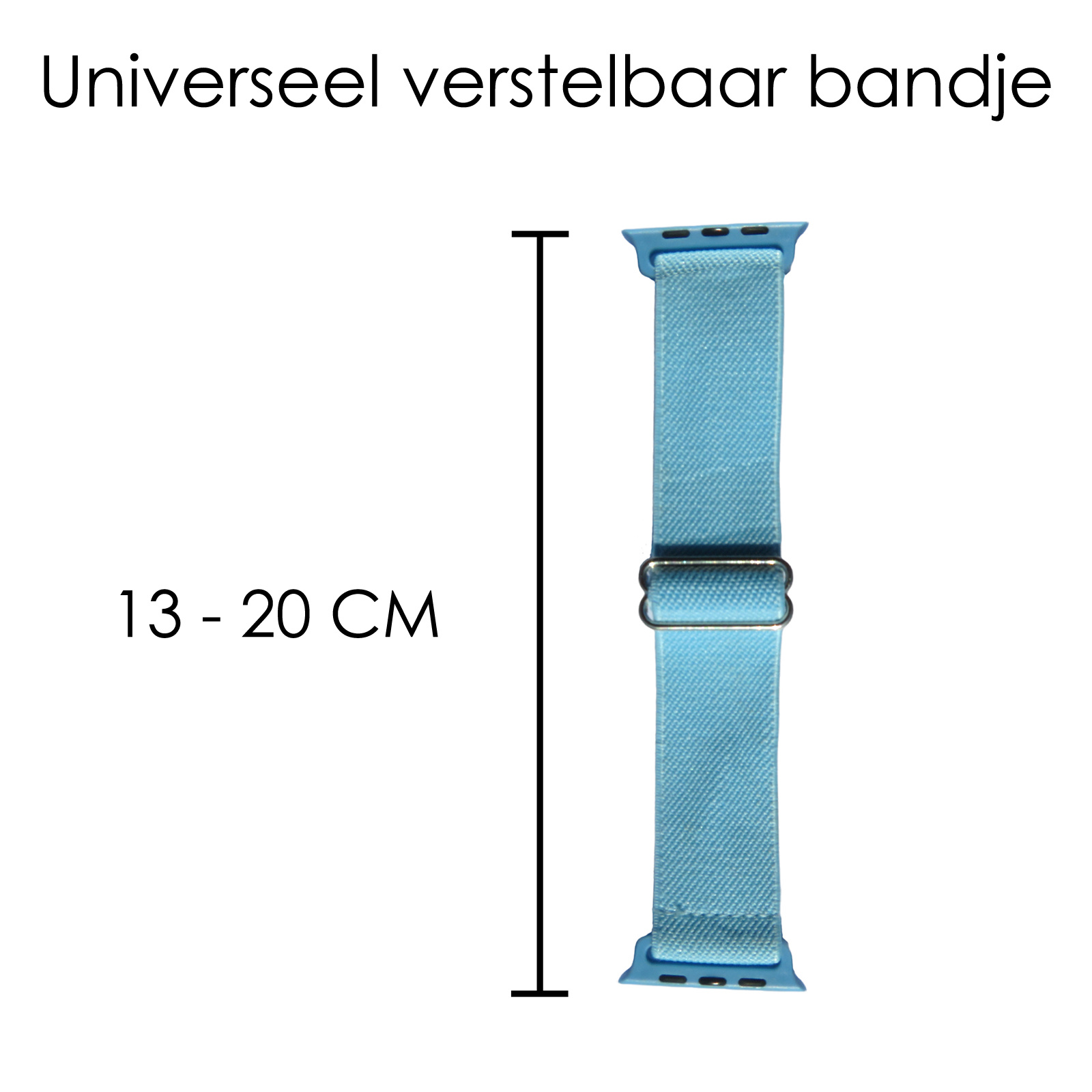 NoXx Horloge Band Geschikt voor Apple Watch 1-8 / SE (38/40/41 mm) Bandje Nylon Met Verstelbare Gesp - lichtblauw