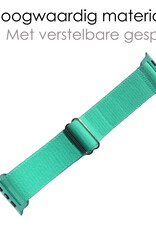 NoXx Horloge Band Geschikt voor Apple Watch 1-8 / SE (38/40/41 mm) Bandje Nylon Met Verstelbare Gesp - Mint