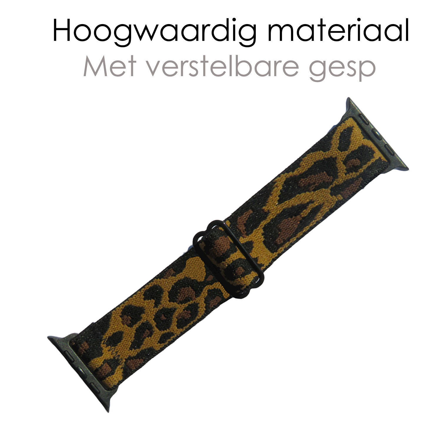 NoXx Horloge Band Geschikt voor Apple Watch 1-8 / SE (38/40/41 mm) Bandje Nylon Met Verstelbare Gesp - Panterbruin