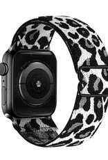 NoXx Horloge Band Geschikt voor Apple Watch 1-8 / SE (38/40/41 mm) Bandje Nylon Met Verstelbare Gesp - Panterwit