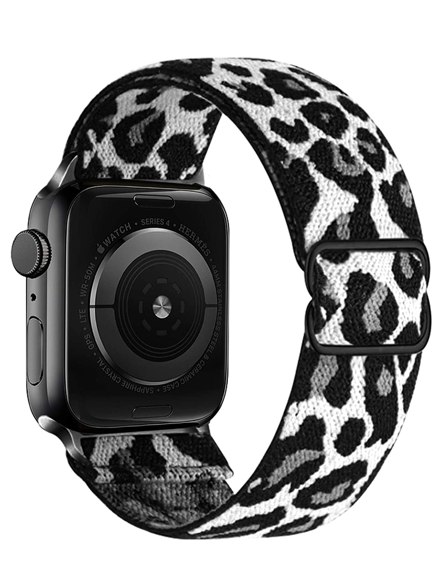 NoXx Horloge Band Geschikt voor Apple Watch 1-8 / SE (38/40/41 mm) Bandje Nylon Met Verstelbare Gesp - Panterwit