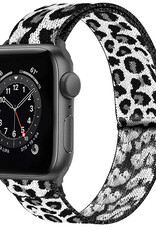 NoXx Horloge Band Geschikt voor Apple Watch 1-8 / SE (38/40/41 mm) Bandje Nylon Met Verstelbare Gesp - Panterwit