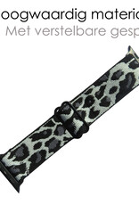 NoXx Horloge Band Geschikt voor Apple Watch 1-8 / SE (38/40/41 mm) Bandje Nylon Met Verstelbare Gesp - Panterwit