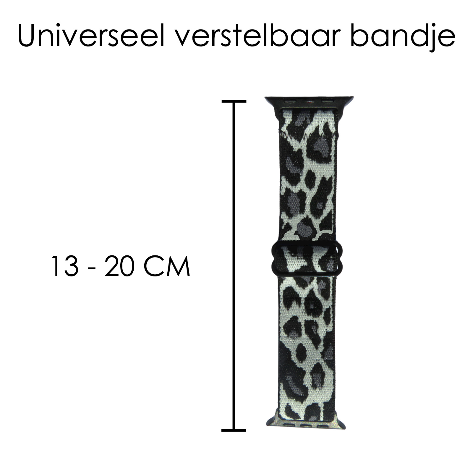 NoXx Horloge Band Geschikt voor Apple Watch 1-8 / SE (38/40/41 mm) Bandje Nylon Met Verstelbare Gesp - Panterwit