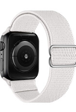 NoXx Horloge Band Geschikt voor Apple Watch 1-8 / SE (38/40/41 mm) Bandje Nylon Met Verstelbare Gesp - Wit