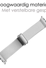 NoXx Horloge Band Geschikt voor Apple Watch 1-8 / SE (38/40/41 mm) Bandje Nylon Met Verstelbare Gesp - Wit
