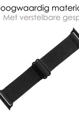 NoXx Horloge Band Geschikt voor Apple Watch 1-8 / SE (38/40/41 mm) Bandje Nylon Met Verstelbare Gesp - Zwart