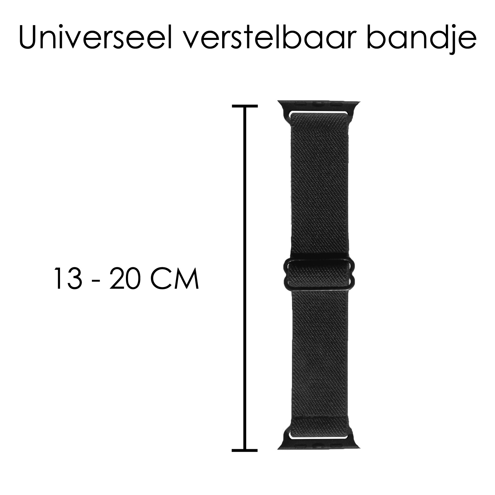 NoXx Horloge Band Geschikt voor Apple Watch 1-8 / SE (38/40/41 mm) Bandje Nylon Met Verstelbare Gesp - Zwart