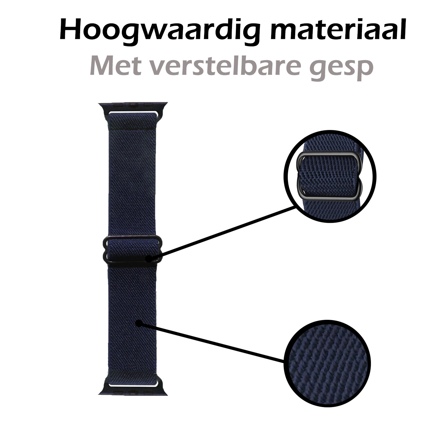 Nomfy Bandje Geschikt Voor Apple Watch Bandje 38/40/41 mm Nylon Horloge Band Verstelbare Gesp - Geschikt Voor Apple Watch 1-8 / SE - 38/40/41 mm Nylon - Donkerblauw