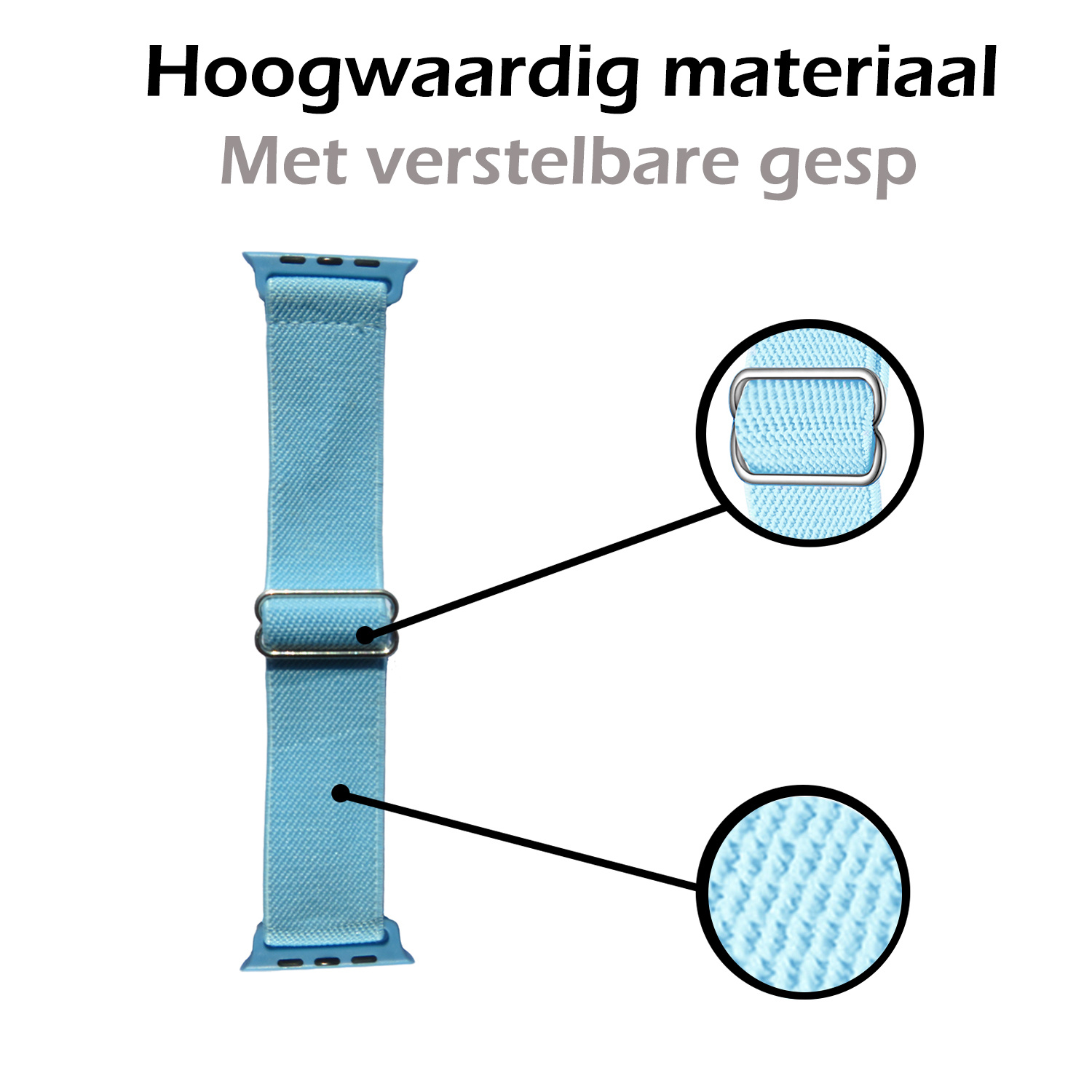 Nomfy Bandje Geschikt Voor Apple Watch Bandje 38/40/41 mm Nylon Horloge Band Verstelbare Gesp - Geschikt Voor Apple Watch 1-8 / SE - 38/40/41 mm Nylon - Lichtblauw