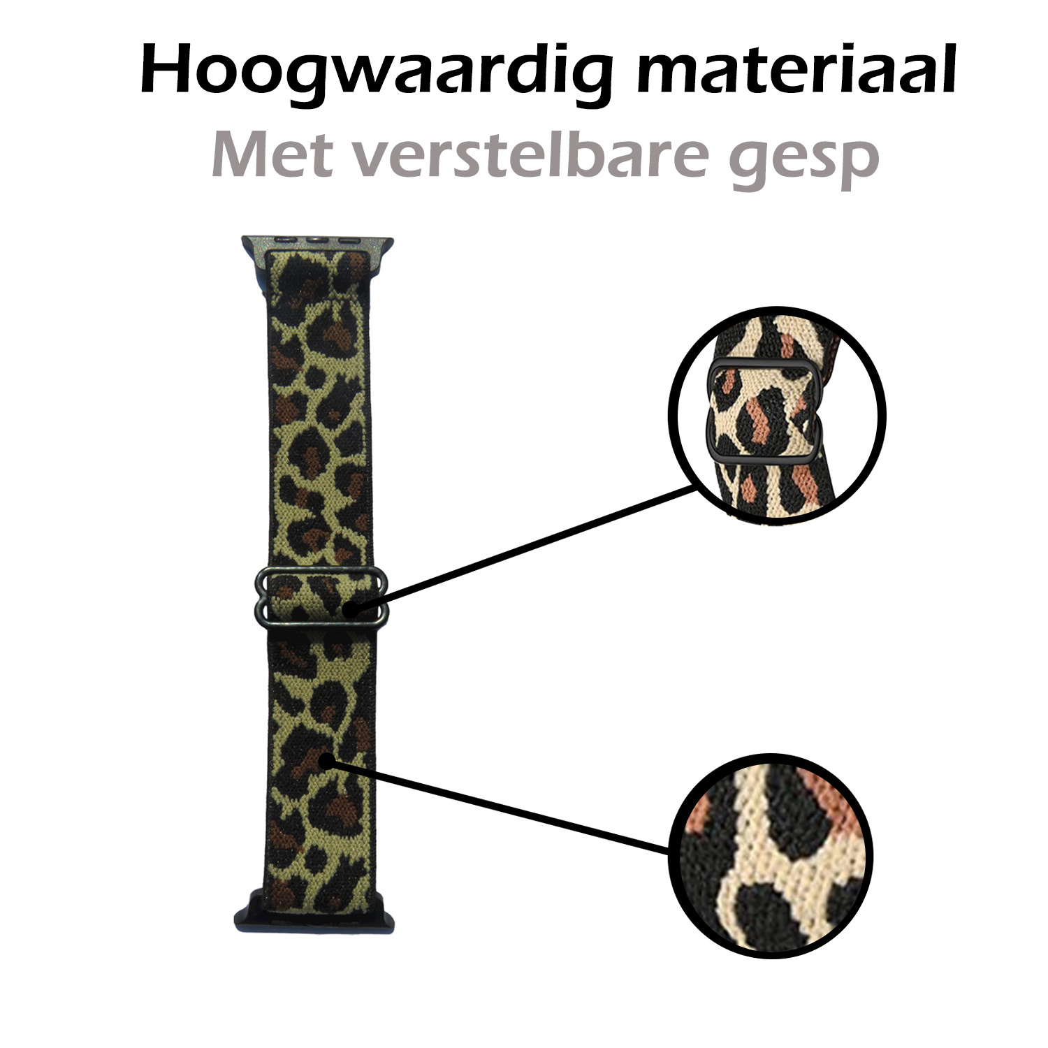 Nomfy Bandje Geschikt Voor Apple Watch Bandje 38/40/41 mm Nylon Horloge Band Verstelbare Gesp - Geschikt Voor Apple Watch 1-8 / SE - 38/40/41 mm Nylon - Panter Geel