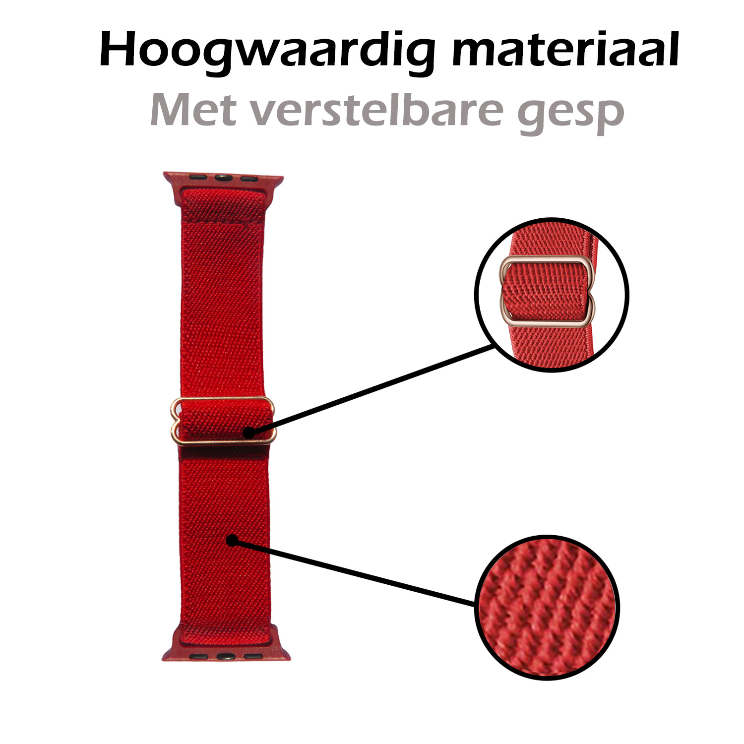 Nomfy Bandje Geschikt Voor Apple Watch Bandje 38/40/41 mm Nylon Horloge Band Verstelbare Gesp - Geschikt Voor Apple Watch 1-8 / SE - 38/40/41 mm Nylon - Rood