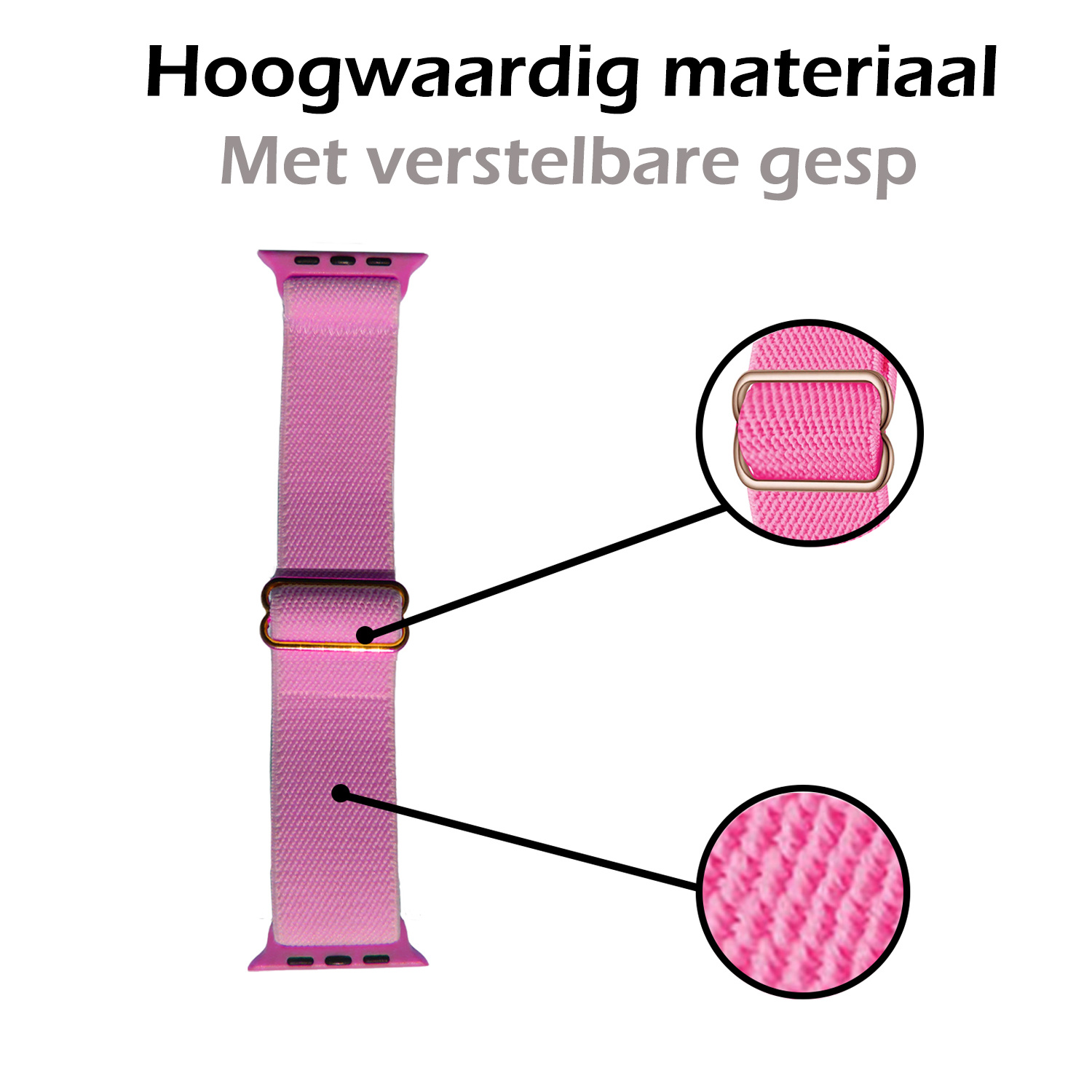 Nomfy Bandje Geschikt Voor Apple Watch Bandje 38/40/41 mm Nylon Horloge Band Verstelbare Gesp - Geschikt Voor Apple Watch 1-8 / SE - 38/40/41 mm Nylon - Roze