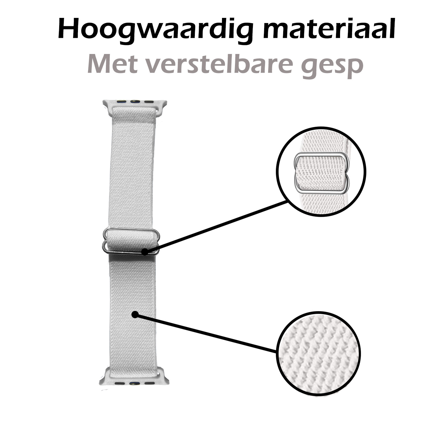 Nomfy Bandje Geschikt Voor Apple Watch Bandje 38/40/41 mm Nylon Horloge Band Verstelbare Gesp - Geschikt Voor Apple Watch 1-8 / SE - 38/40/41 mm Nylon - Wit