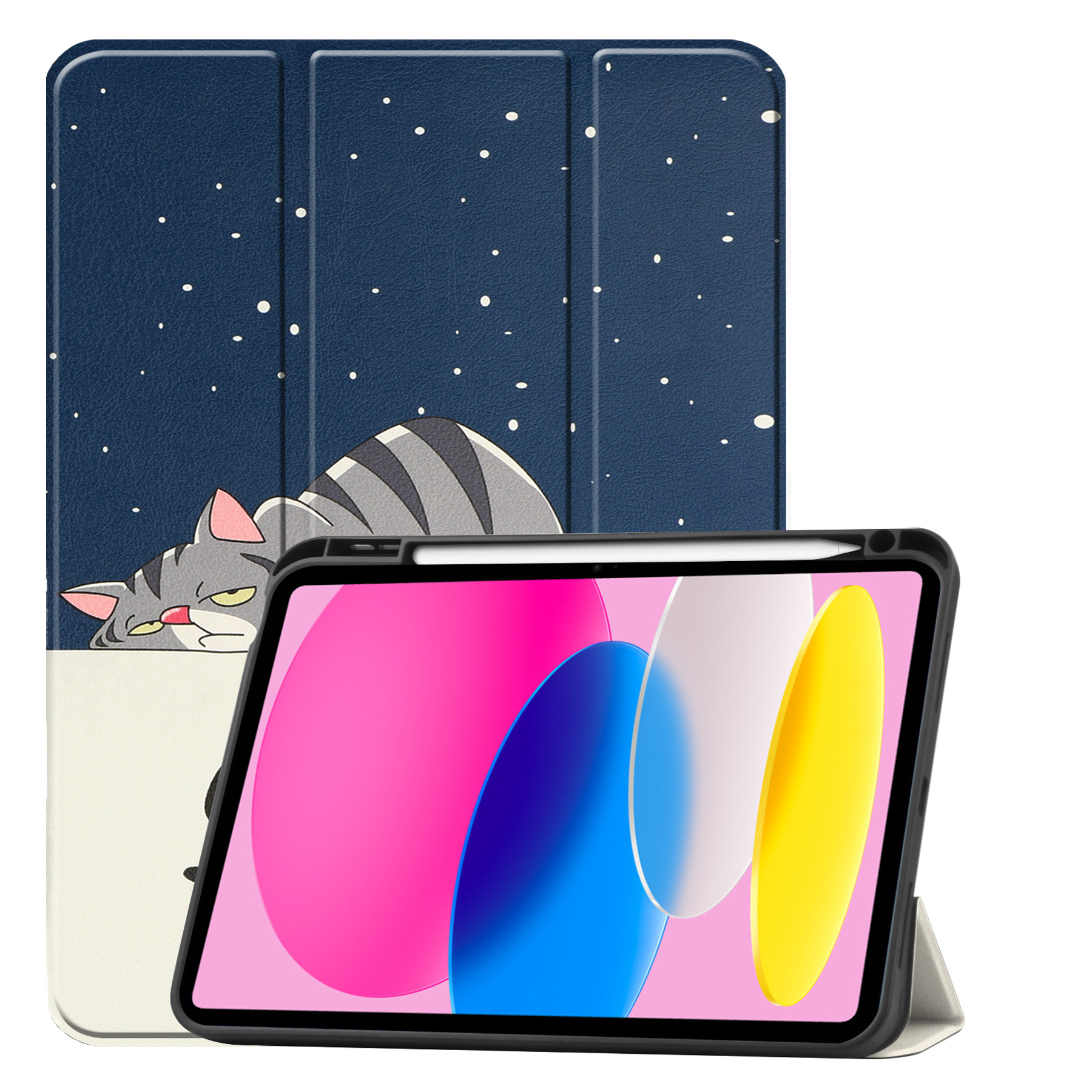 iPad 2022 Hoesje Book Case Hard Cover Hoes Met Uitsparing Apple Pencil - iPad 10 Hoes Hardcover - Licht Blauw