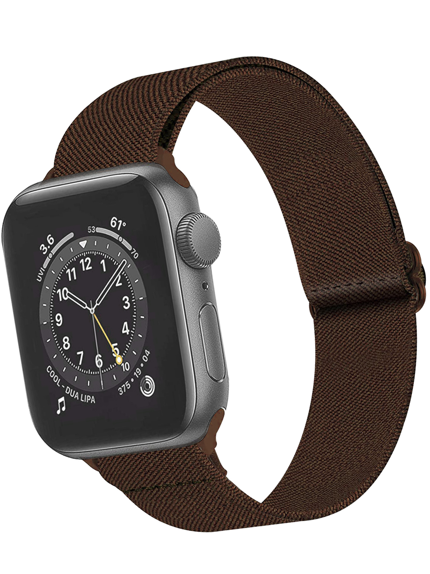 BASEY. Nylon Bandje Geschikt voor Apple Watch 1-8 / SE (42/44/45) Bandje Stof - Horloge Band Verstelbare Gesp Polsband Geschikt voor Apple Watch 1-8 / SE (42/44/45) - Bruin