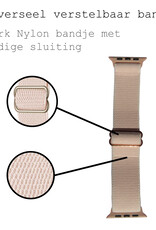 Nylon Bandje Geschikt Voor Apple Watch Bandje 42/44/45 mm - Horloge Band Verstelbare Gesp Polsband Geschikt Voor Apple Watch 1-8 / SE - 42/44/45 mm - Creme