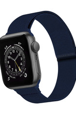 BASEY. Nylon Bandje Geschikt voor Apple Watch 1-8 / SE (42/44/45) Bandje Stof - Horloge Band Verstelbare Gesp Polsband Geschikt voor Apple Watch 1-8 / SE (42/44/45) - Donkerblauw
