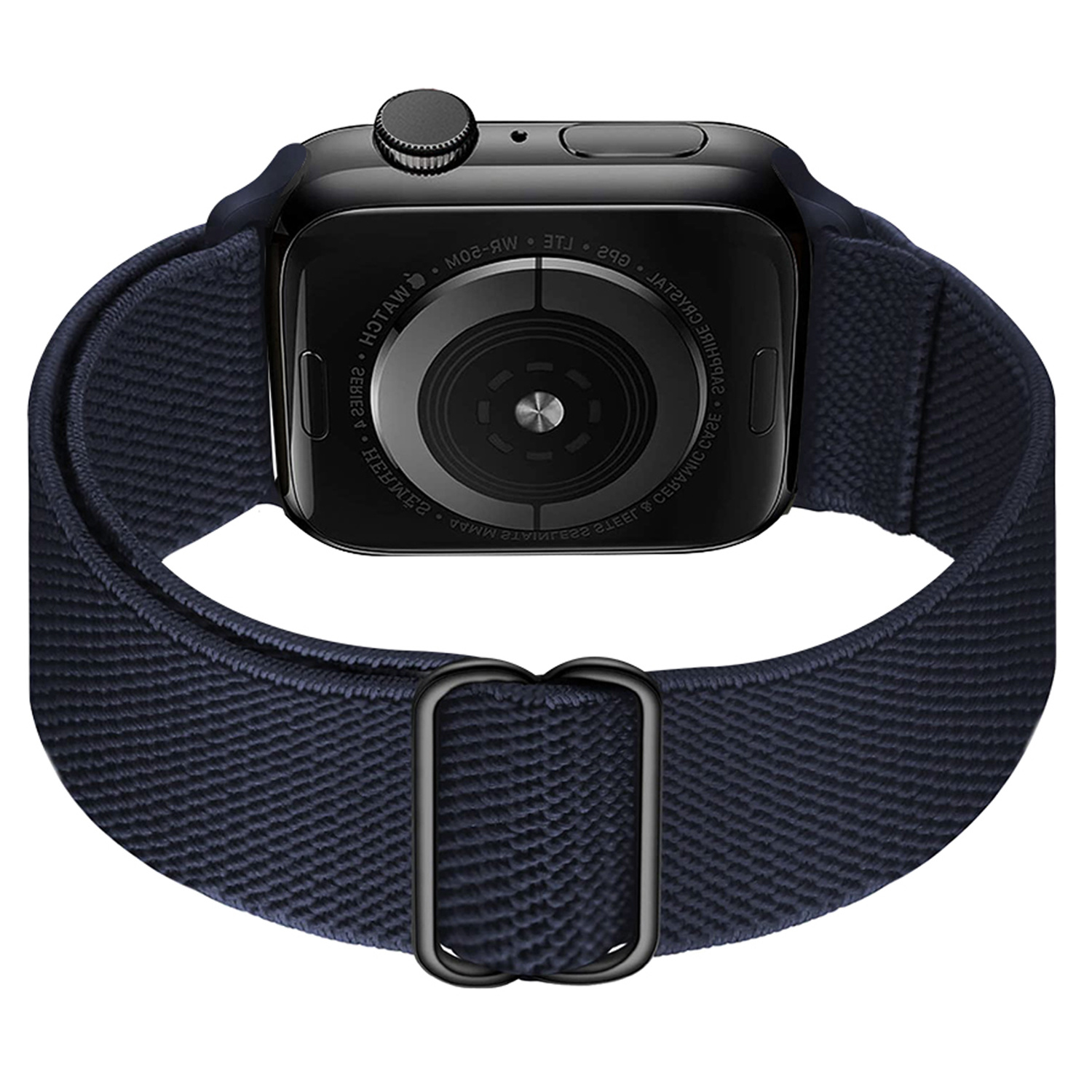 BASEY. Nylon Bandje Geschikt voor Apple Watch 1-8 / SE (42/44/45) Bandje Stof - Horloge Band Verstelbare Gesp Polsband Geschikt voor Apple Watch 1-8 / SE (42/44/45) - Donkerblauw