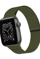 BASEY. Nylon Bandje Geschikt voor Apple Watch 1-8 / SE (42/44/45) Bandje Stof - Horloge Band Verstelbare Gesp Polsband Geschikt voor Apple Watch 1-8 / SE (42/44/45) - Donkergroen