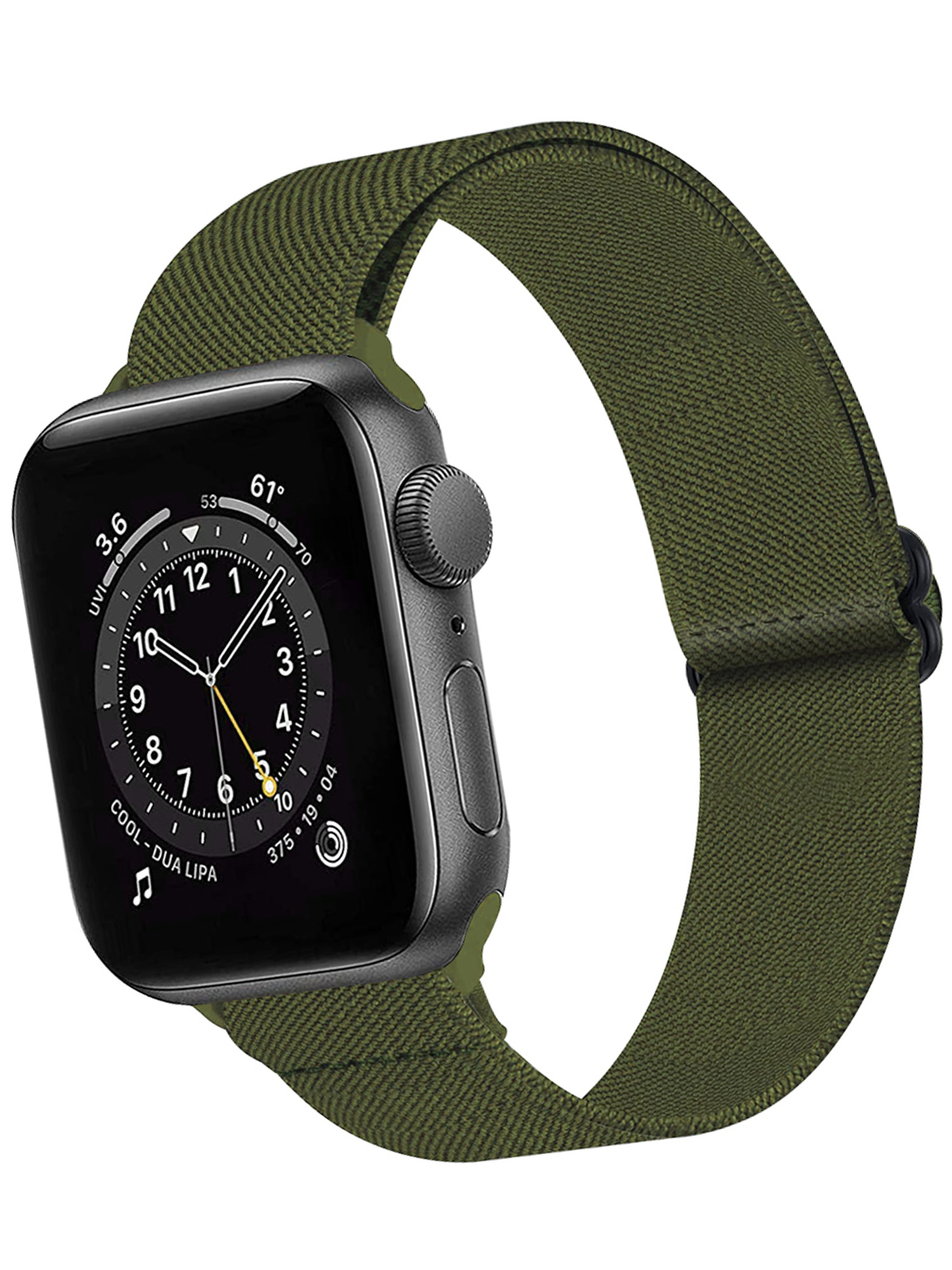 BASEY. Nylon Bandje Geschikt voor Apple Watch 1-8 / SE (42/44/45) Bandje Stof - Horloge Band Verstelbare Gesp Polsband Geschikt voor Apple Watch 1-8 / SE (42/44/45) - Donkergroen