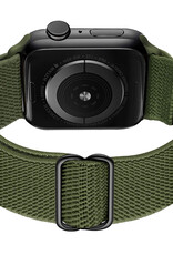 BASEY. Nylon Bandje Geschikt voor Apple Watch 1-8 / SE (42/44/45) Bandje Stof - Horloge Band Verstelbare Gesp Polsband Geschikt voor Apple Watch 1-8 / SE (42/44/45) - Donkergroen