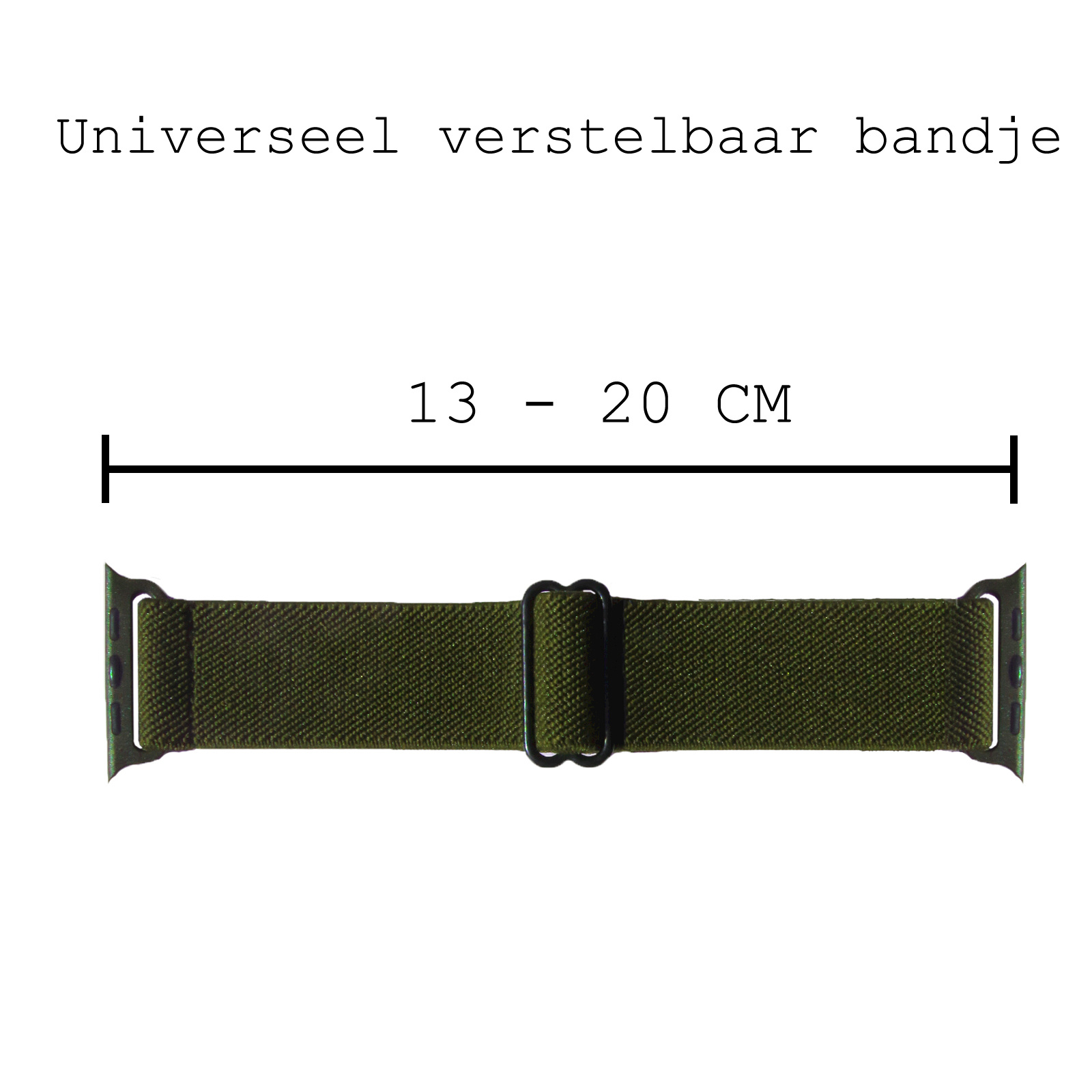 BASEY. Nylon Bandje Geschikt voor Apple Watch 1-8 / SE (42/44/45) Bandje Stof - Horloge Band Verstelbare Gesp Polsband Geschikt voor Apple Watch 1-8 / SE (42/44/45) - Donkergroen