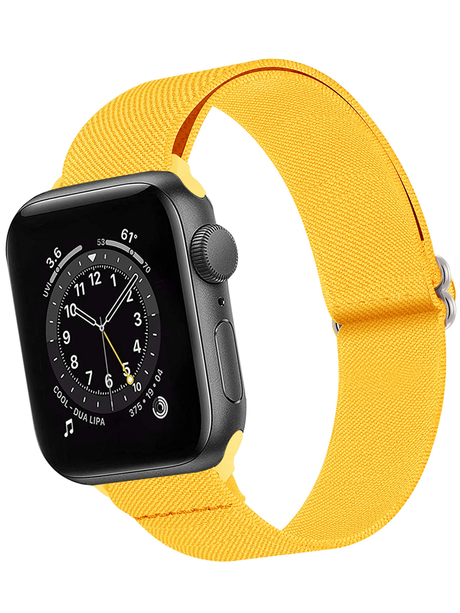 BASEY. Nylon Bandje Geschikt voor Apple Watch 1-8 / SE (42/44/45) Bandje Stof - Horloge Band Verstelbare Gesp Polsband Geschikt voor Apple Watch 1-8 / SE (42/44/45) - Geel