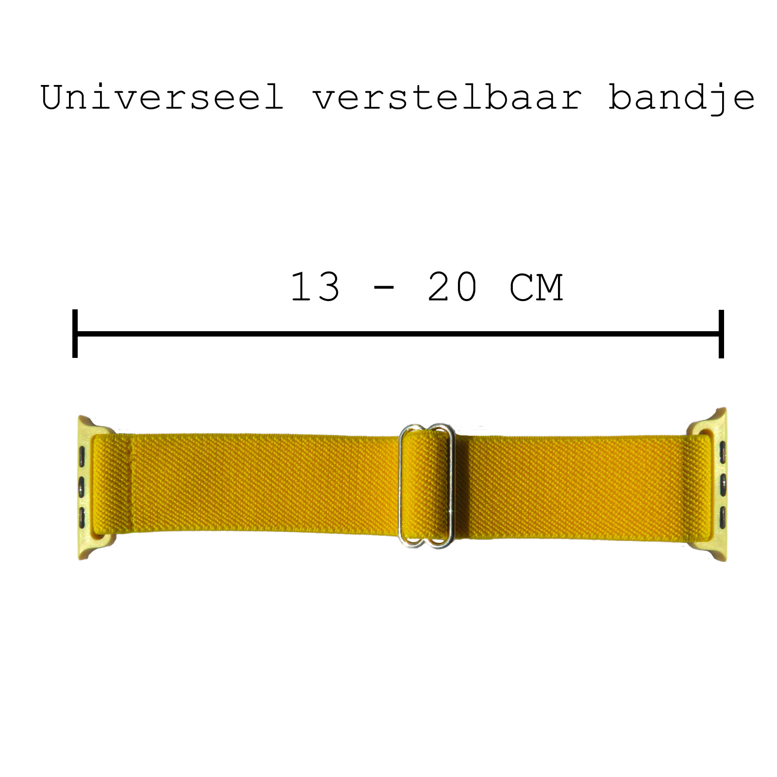 BASEY. Nylon Bandje Geschikt voor Apple Watch 1-8 / SE (42/44/45) Bandje Stof - Horloge Band Verstelbare Gesp Polsband Geschikt voor Apple Watch 1-8 / SE (42/44/45) - Geel